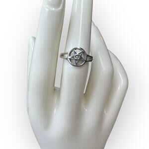 Witchy Fairy Grunge Whimsigoth Sterling Silver Five Pointed Star Ring Size 6.5